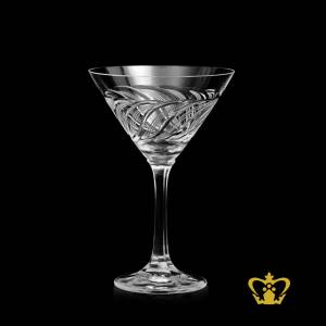 Alluring-crystal-martini-glass-with-deep-Intense-handcrafted-leaf-cuts