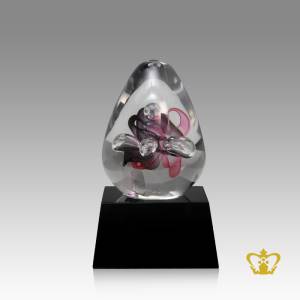 Paper-weight-trophy-crystal-potpourri-allured-with-exotic-purple-and-clear-sparkling-bubbles-with-black-base