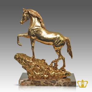 ANG-ARABIC-RIDING-HORSE-GOLDEN-17IN-W-MARBLE-BASE
