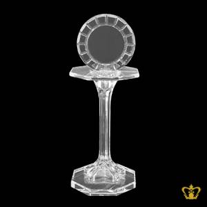 Handcrafted-Crystal-Stem-Trophy-with-Circle-Top-Customized-Logo-text-