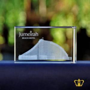 Jumeirah-Beach-Hotel-3D-laser-engraved-crystal-cube-tourist-souvenir-customized-personalized-logo-text