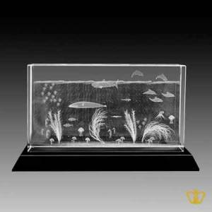 Crystal-rectangular-cube-3D-laser-engraved-Aquarium