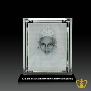 Crystal-Plaque-engraved-Burhanuddin-Moula-religious-souvenir-gift-Bohra-community