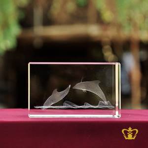 Crystal-rectangular-cube-3D-laser-engraved-dolphin