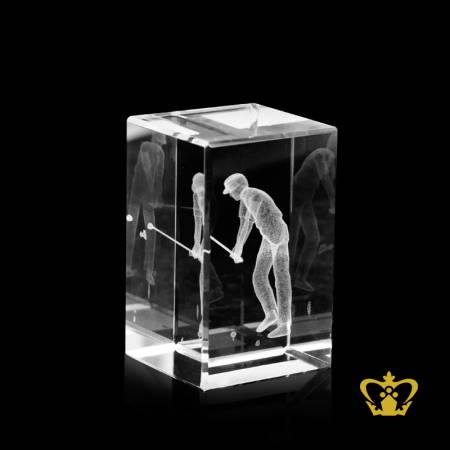 Golfer-silhouette-3D-laser-engraved-crystal-cube-golf-lover-souvenir-gift