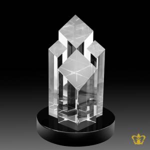 Personalized-Crystal-Trophy-with-Fancy-Excellent-4-Pillars-Theme-stands-on-Circle-Black-Base-Customized-Text-Engraving