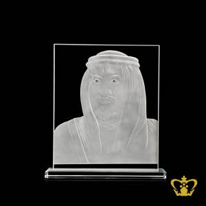 Sheikh-picture-engraved-on-crystal-rectangular-plaque-with-clear-base