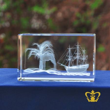 UAE-Traditional-dhow-and-desert-with-Palm-tree-and-camel-3D-Laser-engraved-crystal-cube-Perfect-National-Day-gift-Tourist-Souvenir