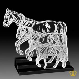 Personalized-Crystal-Three-Horse-Cutout-Trophy-With-Black-Base-Customized-Logo-Text