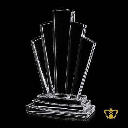 Crown-Trophy-Crystal-Clear-Base-Customized-Logo-Text-8-Inch-x-7-Inch