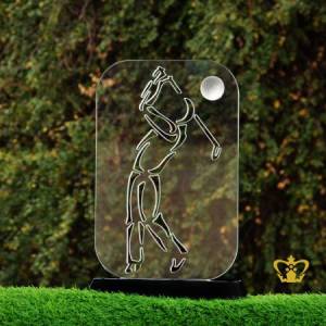 Personalized-Crystal-Golfer-Trophy-stands-on-Black-Crystal-Base-Customized-Text-Engraving-Logo