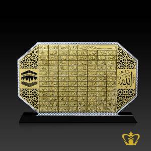 Crystal-Islamic-plaque-Arabic-word-calligraphy-engraved-Asma-Al-Husna-99-names-of-Allah-holy-Kaaba-with-black-base-Ramadan-Eid-gift-religious-occasion-souvenir