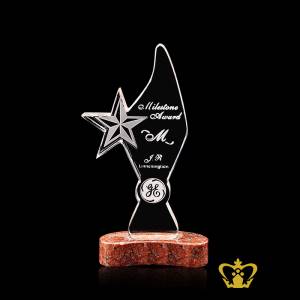 Handcrafted-Crystal-COSMIC-WORLD-STAR-Trophy-with-Marble-Base-Engrave-Logo-Text