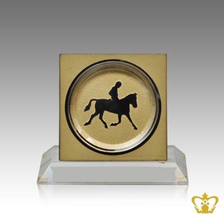 Personalize-crystal-trophy-engraved-horse-riding-with-clear-base