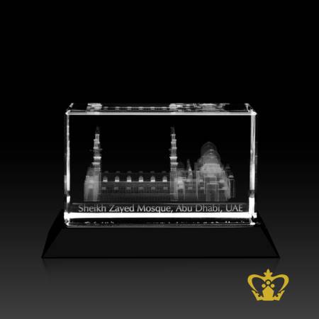 Black-crystal-base-sheikh-zayed-mosque-3D-laser-engraved-tourist-souvenir-corporate-gift-customized-logo-text