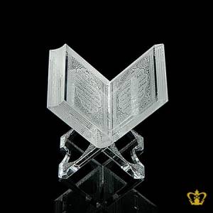 Crystal-Quran-and-Rehal-handcrafted-replica-with-Arabic-word-calligraphy-engraved-Islamic-souvenir-religious-occasions-Ramadan-Eid-gift