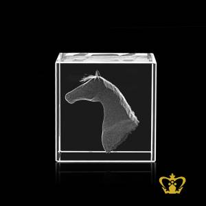 Horse-3D-laser-engraved-crystal-cube-customized-logo-text-picture