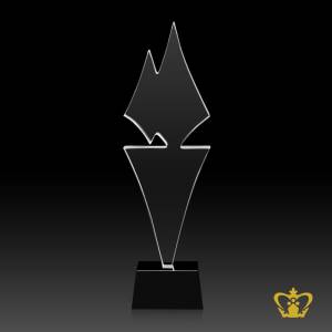 Crystal-cone-trophy-with-black-base-customized-logo-text