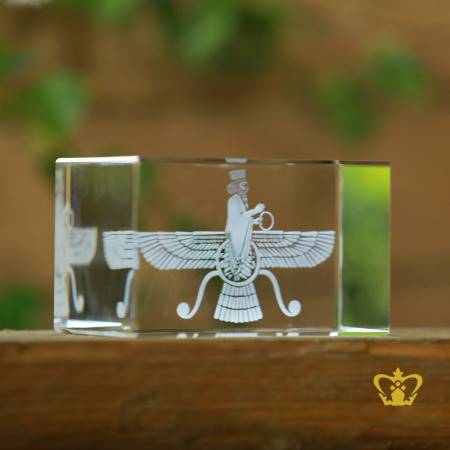 Crystal-cube-2D-Laser-Engraved-Faravahar-Zoroastrianism-Mazdayasna-religious-souvenir-gift