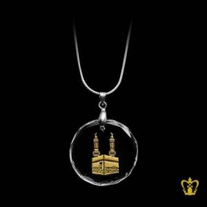 Crystal-Round-Pendant-Diamond-Cut-Holy-Kaaba-Engraved-with-Gold-Color-Islamic-Occasions-Gift-Religious-Eid-Ramadan-Souvenir-