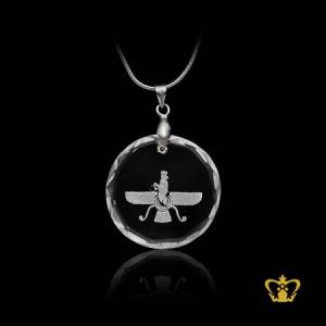 Crystal-pendent-perfect-gift-for-her-engraved-Faravahar-Zoroastrianism-Mazdayasna-religious-souvenir-gift