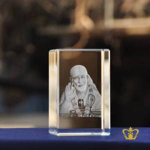 Crystal-rectangular-cube-3D-Laser-Engraved-Sai-Baba-of-Shirdi-religious-souvenir-gift
