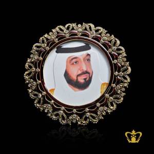Sheikh-Khalifa-bin-Zayed-bin-Sultan-Al-Nahyan-color-printed-decorative-round-photo-frame