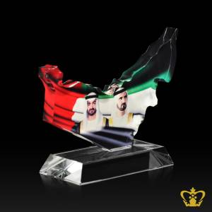 UAE-Map-crystal-cutout-trophy-with-UAE-Flag-and-Sheikh-Mohammed-bin-Rashid-Al-Maktoum-and-Sheikh-Khalifa-bin-Zayed-bin-Sultan-Al-Nahyan-UAE-National-Day-Gift