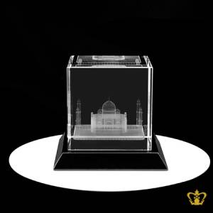 Taj-Mahal-One-of-the-Seven-Wonders-of-the-World-3D-Laser-engraved-crystal-cube-with-Black-base-world-s-famous-landmark-perfect-collector-gift-souvenir