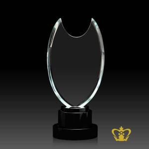 Handcrafted-Crystal-Oval-Trophy-stands-on-Three-Tier-Base-Customize-Text-Engraving-Logo-UAE-Famous-Souvenirs