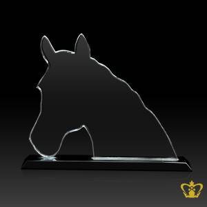 Horse-Trophy-Head-Cutout-Crystal-with-Black-Base-Customized-Logo-Text-7-X-8-INCH