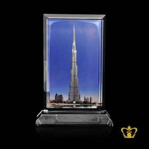 Color-printed-on-Crystal-Rectangle-joined-Plaque-Burj-Khalifa-Custom-Design-World-Tallest-Building-UAE-Souvenirs-with-Clear-Base-Customized-Logo-Text
