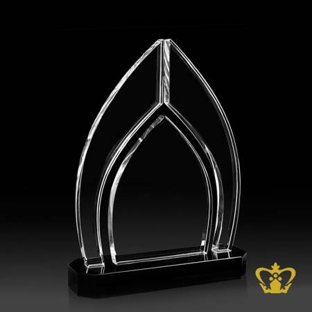 Mehrab-Trophy-Twin-Crystal-with-Black-Base-Customized-Logo-Text-10-5-x-8-5-Inch