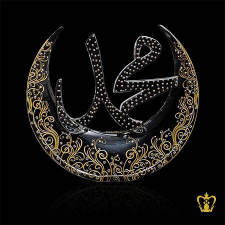 Handcrafted-Moon-Cutout-With-Muhammad-Golden-Arabic-Word-Calligraphy-Crystal-Diamonds-Decorative-Islamic-Religious-Ramadan-Eid-Gifts