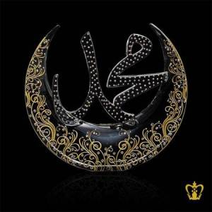 Handcrafted-Moon-Cutout-With-Muhammad-Golden-Arabic-Word-Calligraphy-Crystal-Diamonds-Decorative-Islamic-Religious-Ramadan-Eid-Gifts-