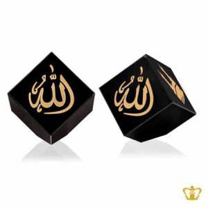 Black-Crystal-Tilted-Cube-Three-Faced-Islamic-Occasions-Gift-Golden-Arabic-Word-Calligraphy-Allah-Muhammed-Rasul-Allah-And-The-Holy-Kaaba-Engraved-Customized-Ramadan-Eid-Religious-Souvenir