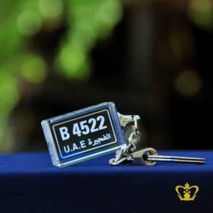 Crystal-cube-key-chain-2D-laser-engraved-with-vehicle-number-plate-personalized-gift-for-friends-family