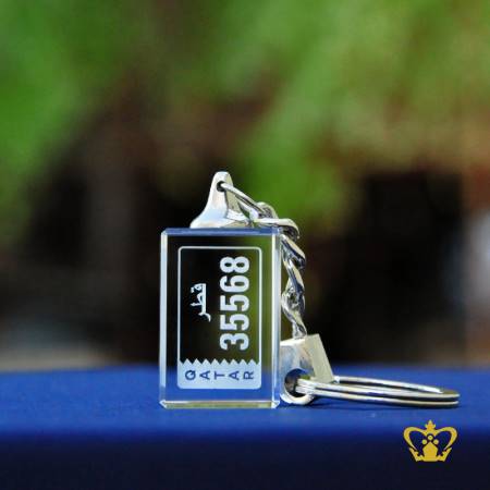 Crystal-Cube-Key-Chain-2D-Laser-engraved-with-Vehcile-Number-plate-Personalized-Gift-For-Friends-Family