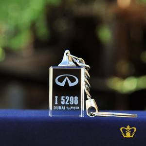 Keychain-crystal-cube-laser-engraved-Dubai-number-plate-with-Infinity-logo-new-car-gift-key-chain