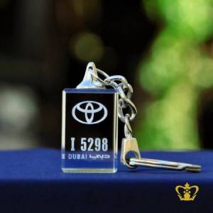 Crystal-Cube-Key-Chain-2D-Laser-Engraved-Toyota-Logo-Friends-Family-Personalized-Gift-with-Dubai-Number-Plate