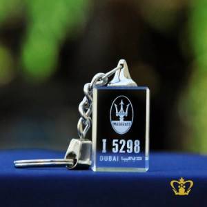 2D-laser-key-chain-crystal-cube-Maserati-logo-Dubai-number-plate-personalized-friends-family-gift-customized-logo-text