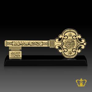 Key-Cutout-Crystal-with-Black-Base-Golden-Arabic-word-Calligraphy-Engraved-la-illah-ila-Allah-Muhammad-Rasul-Allah-Islamic-Religious-Occasions-Gift-Eid-Ramadan-Souvenir-