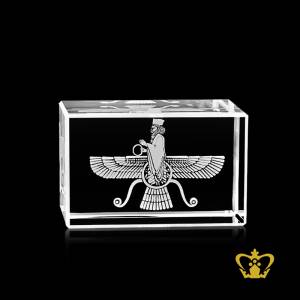 Crystal-cube-2D-Laser-Engraved-Faravahar-Zoroastrianism-Mazdayasna-religious-souvenir-gift