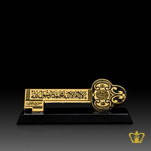 Key-Cutout-Crystal-with-Black-Base-Golden-Arabic-word-Calligraphy-Engraved-la-illah-ila-Allah-Muhammad-Rasul-Allah-Islamic-Religious-Occasions-Gift-Eid-Ramadan-Souvenir