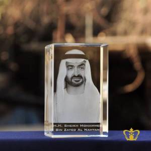 Sheikh-Mohammed-bin-Zayed-Al-Nahyan-3D-laser-engraved-crystal-rectangular-cube