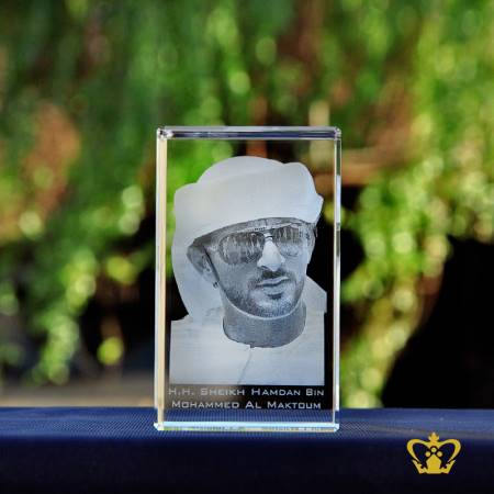 Sheikh-Hamdan-bin-Mohammed-bin-Rashid-Al-Maktoum-3D-photo-laser-engraved-in-crystal-cube-souvenir-gift