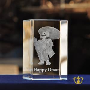 Crystal-cube-with-Mahabali-3d-laser-engraved-for-Onam-festival