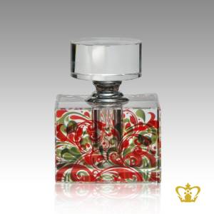 Graceful-crystal-refillable-perfume-bottle-handcrafted-allured-with-designer-red-color-pattern-exquisite-gift-souvenir