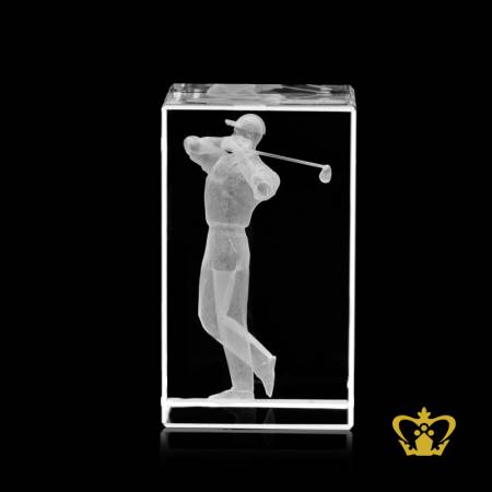 Golfer-silhouette-3D-Laser-engraved-crystal-cube-Golf-lover-sports-championship-gift-souvenir-memento