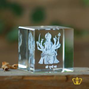 Hindu-Goddess-Durga-3D-laser-engraved-Crystal-Cube-Indian-Festival-Diwali-holy-celebration-Religious-spiritual-Gift-